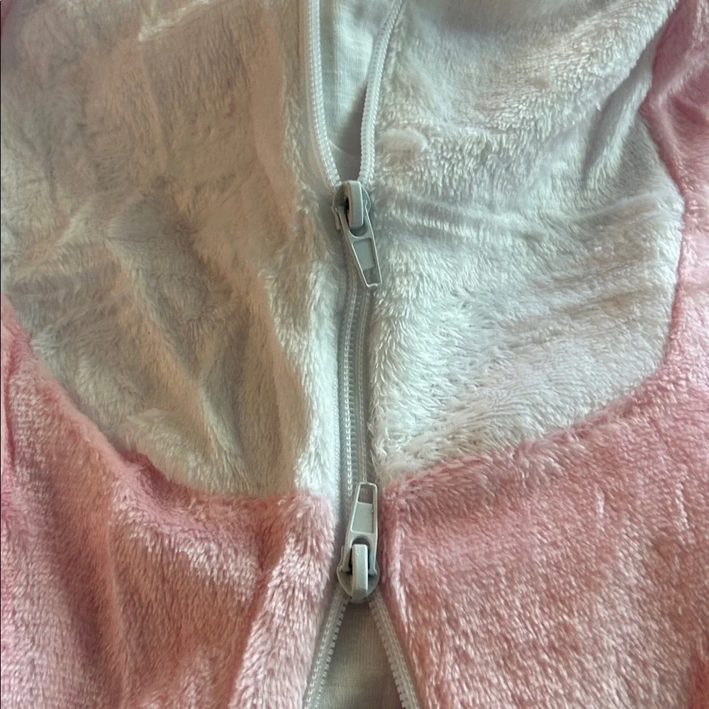 Onesie Sleeper Pink Dinosaur Hoodie Sleeper with A Tail 2 Zipper Pulls Very Soft